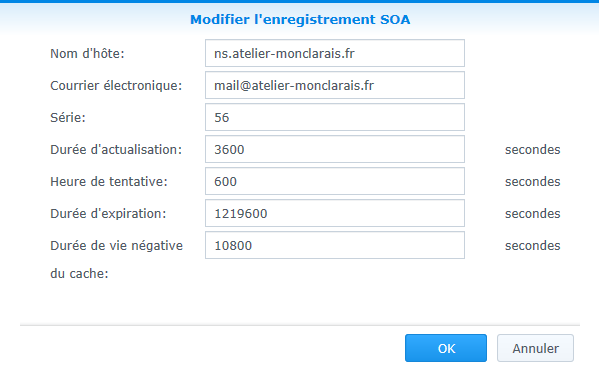 DS416play atelier-monclarais.fr DNS modifier l'enregistrement SOA.png