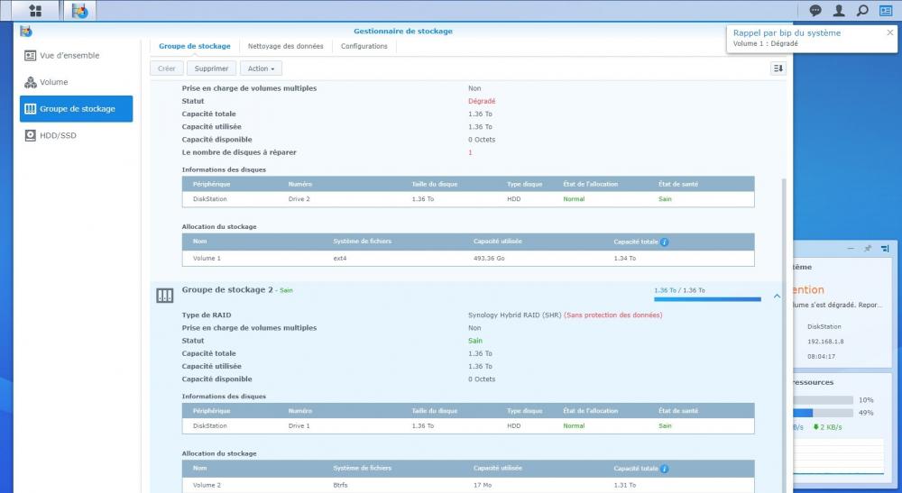 Synology gestionnaire de stockage Groupe de stockage Volume 2.jpg