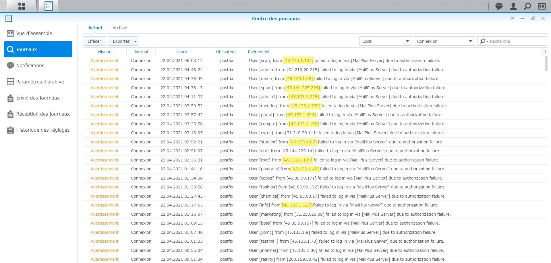 Attaques successives sur mailplus server